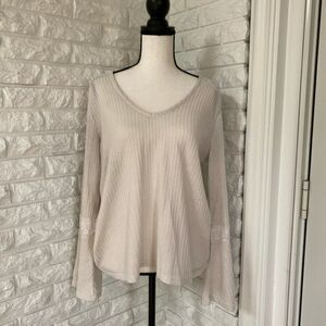 Lucky Brand Long Sleeve Boho Top w/ Flowy Sleeves